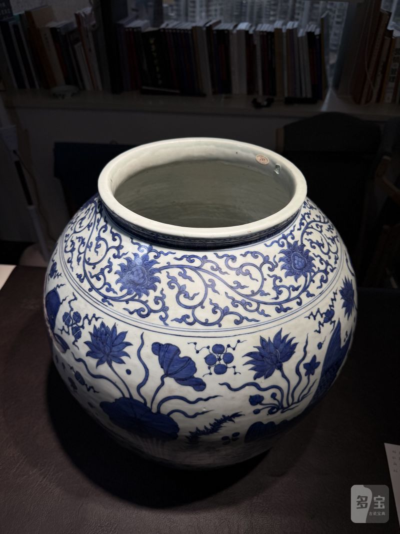 明万历 青花鱼藻纹大罐 - 图14